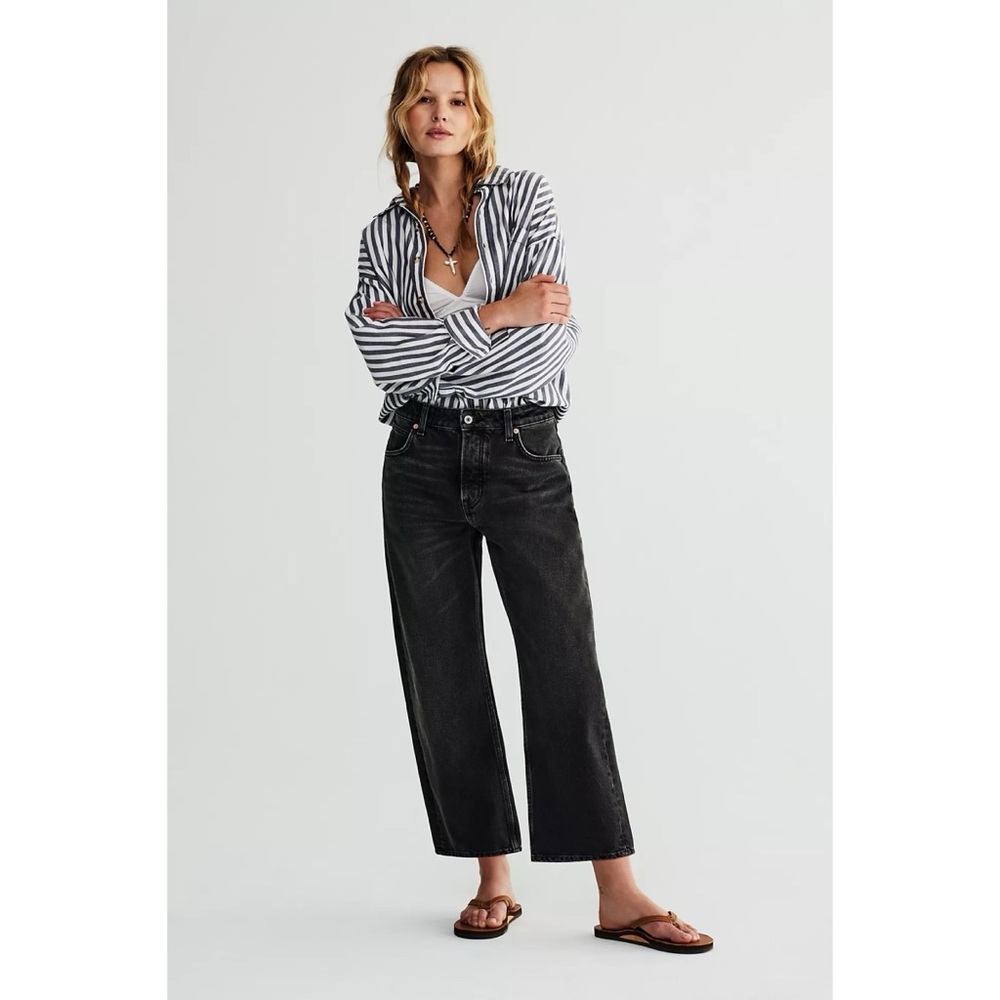 Free People Black Boyfriend Jeans Deep Trance